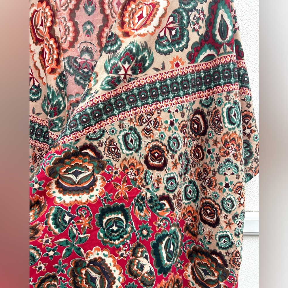 Angie Kimono Top Women S Open Front Multi Colorful Cover Up Boho Festival Artsy - Picture 8 of 12